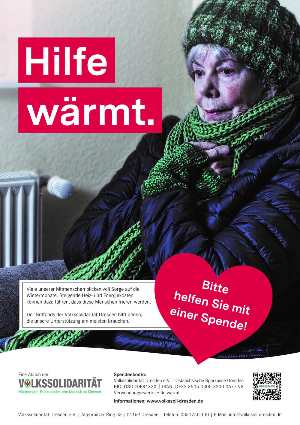 Spendenaufruf "Hilfe wärmt" der Volkssolidarität Dresden