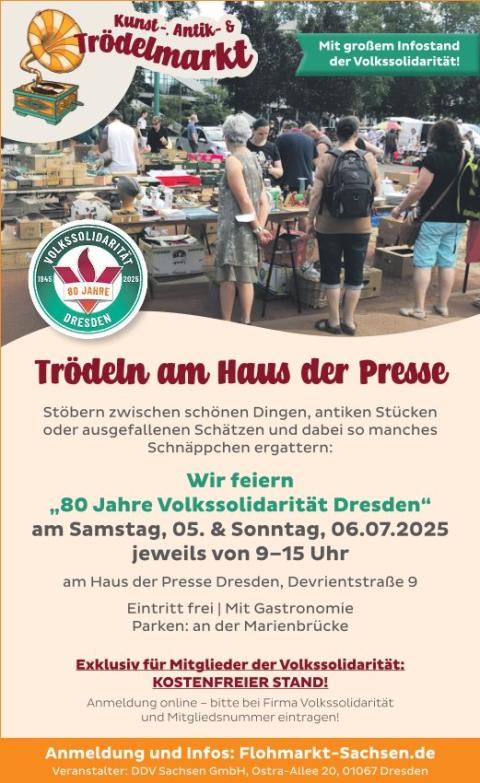 Trödelmarkt unter dem Motto: 80 Jahre Volkssolidarität Dresden