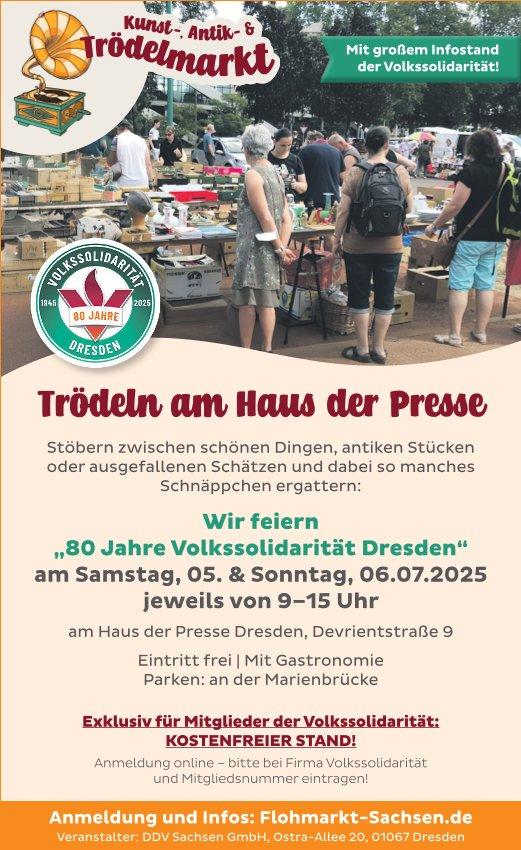 Trödelmarkt unter dem Motto: 80 Jahre Volkssolidarität Dresden