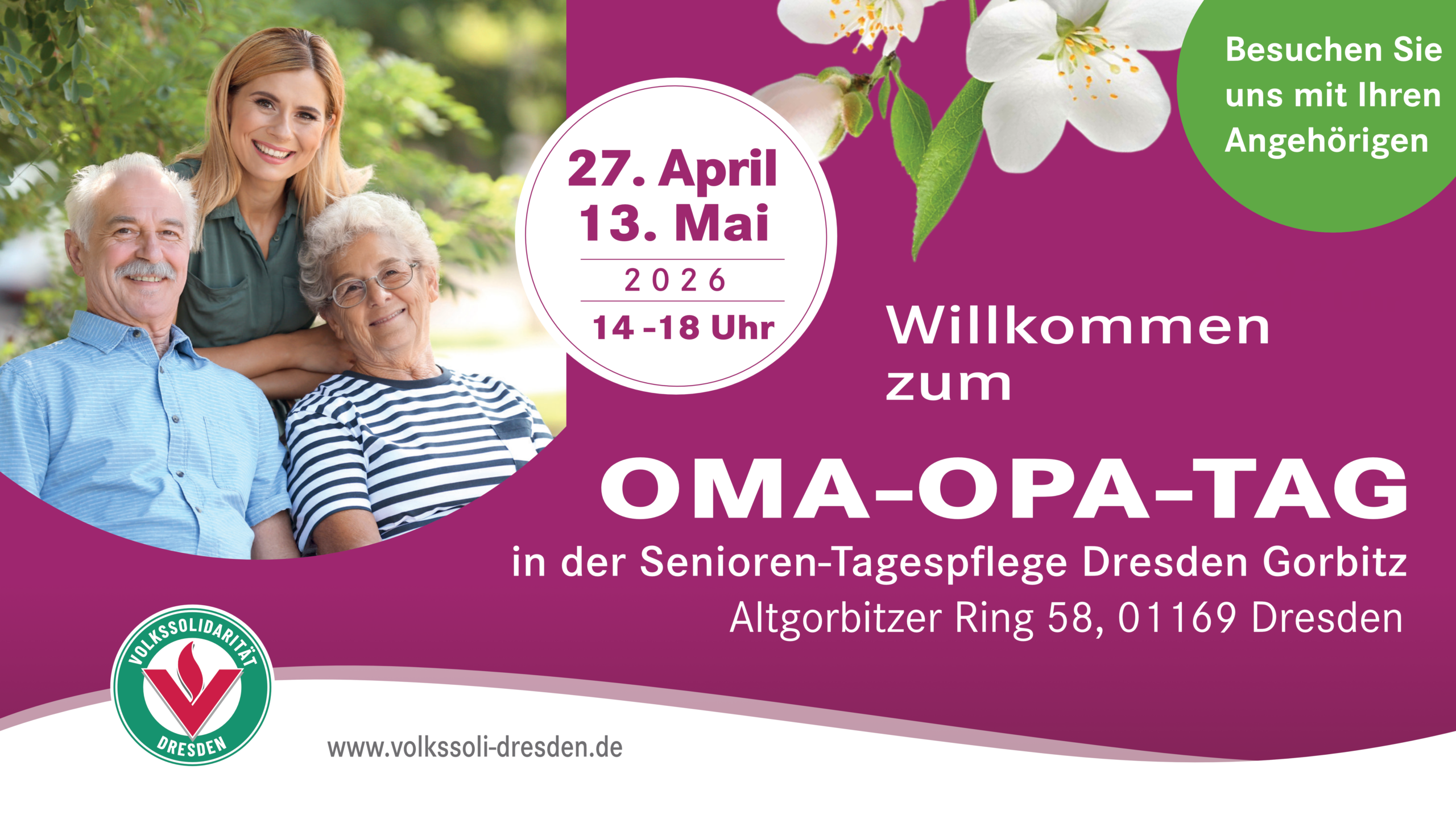 Besuchen Sie uns zum Oma-Opa-Tag in der Senioren-Tagespflege der Volkssolidarität Dresden in Gorbitz